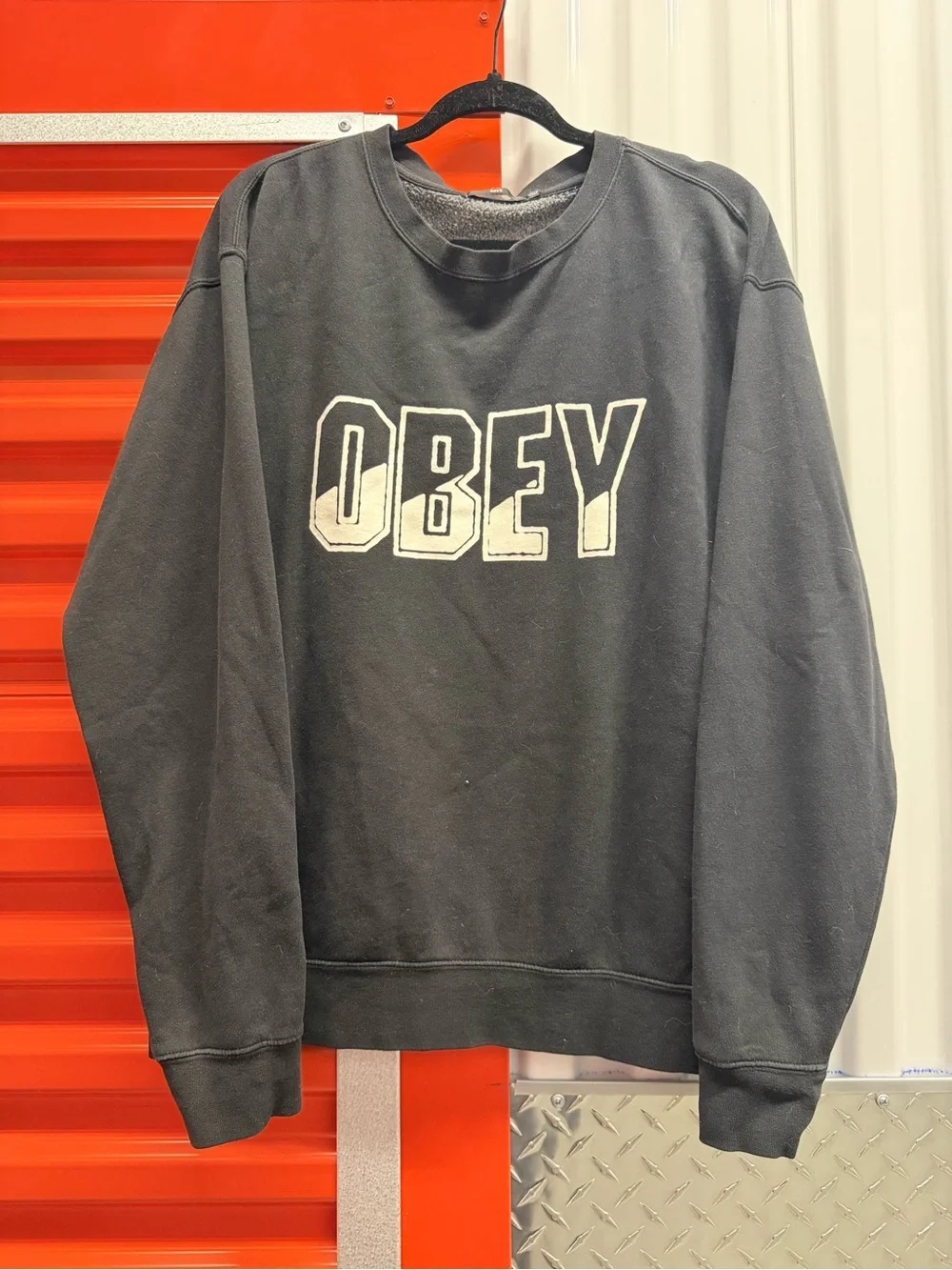 Obey Black Crewneck with White Block Logo